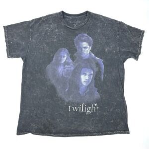 Twilight Movie Acid Wash T Shirt Womens Sz XL Black Bella Edward Jacob Goth Grng